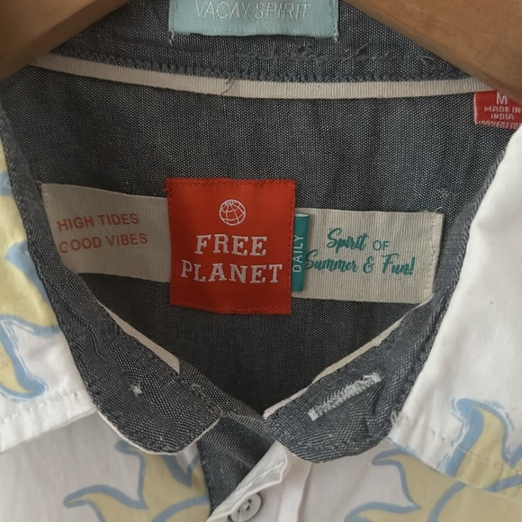 Free Planet Daily Short Sleeves Tropical Vibes Shirt sz M - Picture 5 of 11